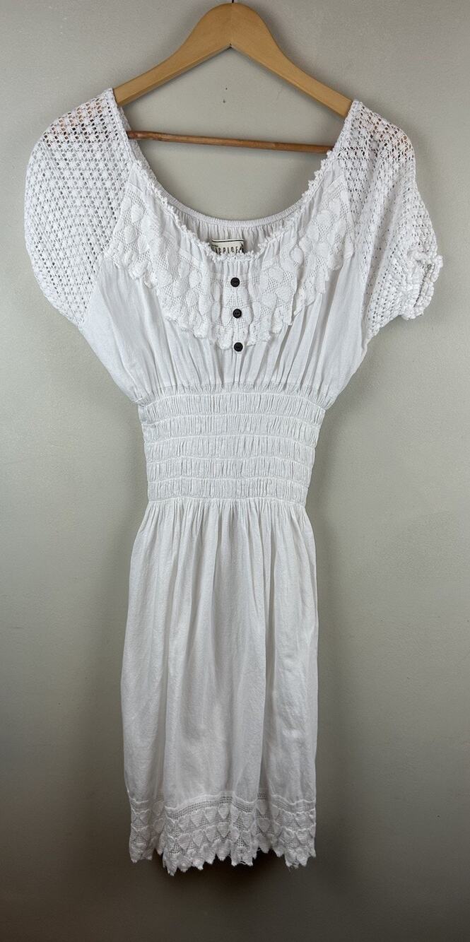 Seaspice Resort Wear Heart Lace Mini Dress Womens XL White Beach Vacation Boho